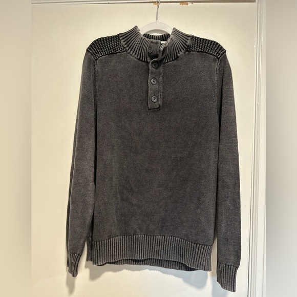 Rock & Republic Men's XL 100% Cotton Mock Neck Henley Faded Pullover Sweater. - Picture 1 of 15
